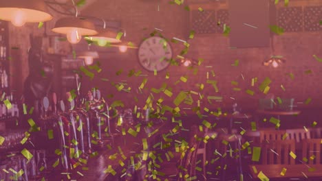 animation of gold confetti falling over empty bar
