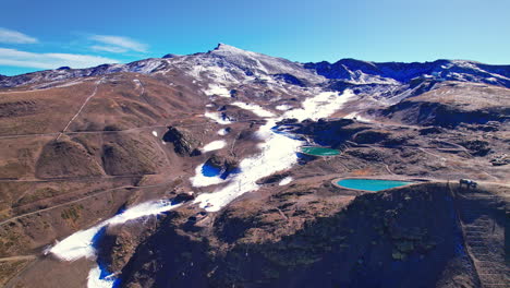 aerial riser reveals largest ski slope in spain; sierra nevada, granada