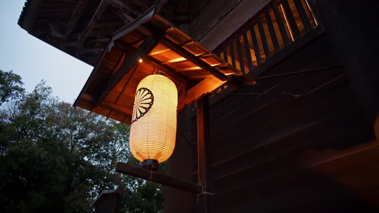 Lighted paper lantern at the Todai-ji Namdaimon, Grand South Gate, the main gate of the Todai-ji Temple in Nara, Japan