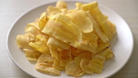 crispy banana chips - fried or baked sliced banana