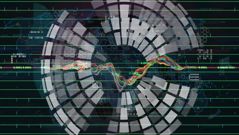 Animation of globe and graphs on black background