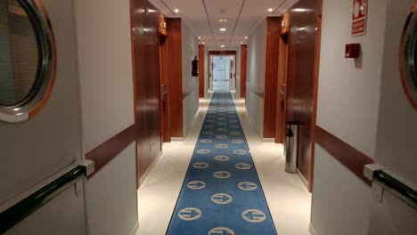 walking down hotel corridor