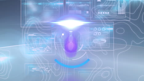 animation of processing circle and light on scientific graph and data