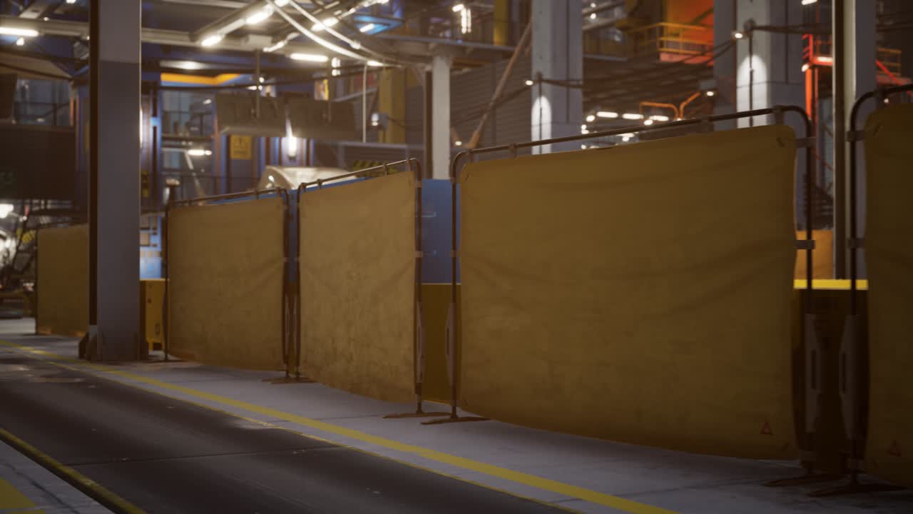 interior de una fábrica de automóviles con una línea de producción