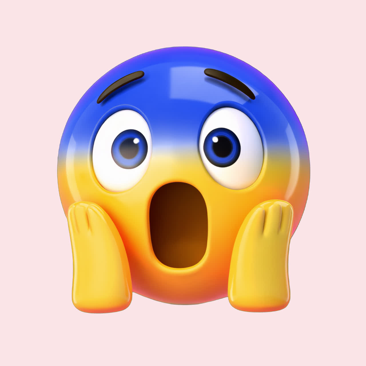 Shocked and surprised 3d emoticon character animation isolated asset, transparent 4K video, alpha