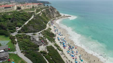 aerial reveal of the ritz carlton over looking salt creek beach in dana point california