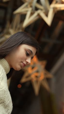 woman looking at decor