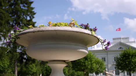 shot of the old flower pot in uzutrakis manor in trakai, lithuania