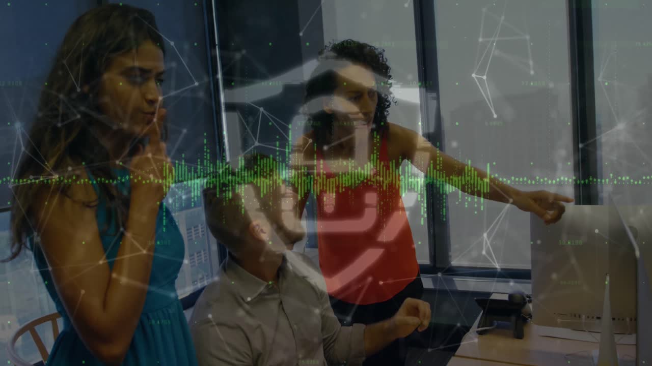 animación de la red de conexiones sobre las personas de negocios.