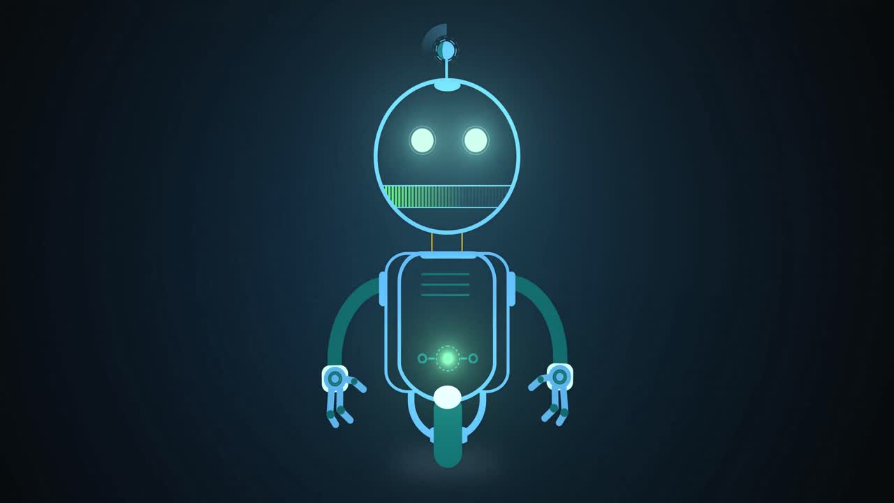 animación del icono del robot ai en fondo negro