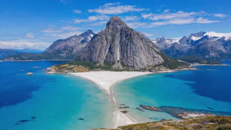 majestic arctic landscape with twin beaches and towering mountain