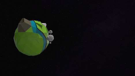 vista espacial del planeta tierra en estilo de dibujos animados hacer girar sobre el fondo oscuro estrellado.
