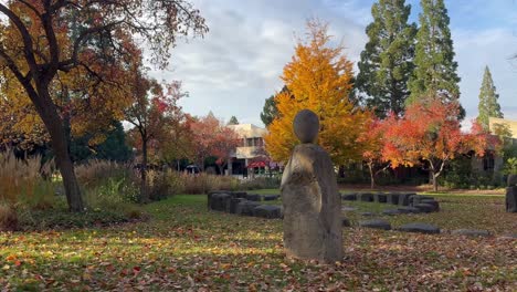 orange maple leaves surround the grounds at southern oregon university