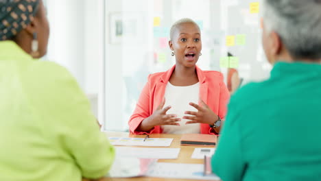 Mujeres-De-Negocios,-Discusión-Y-Equipo.