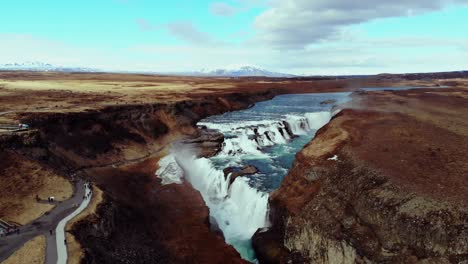 Luftaufnahme-Des-Wasserfalls-Gullfoss