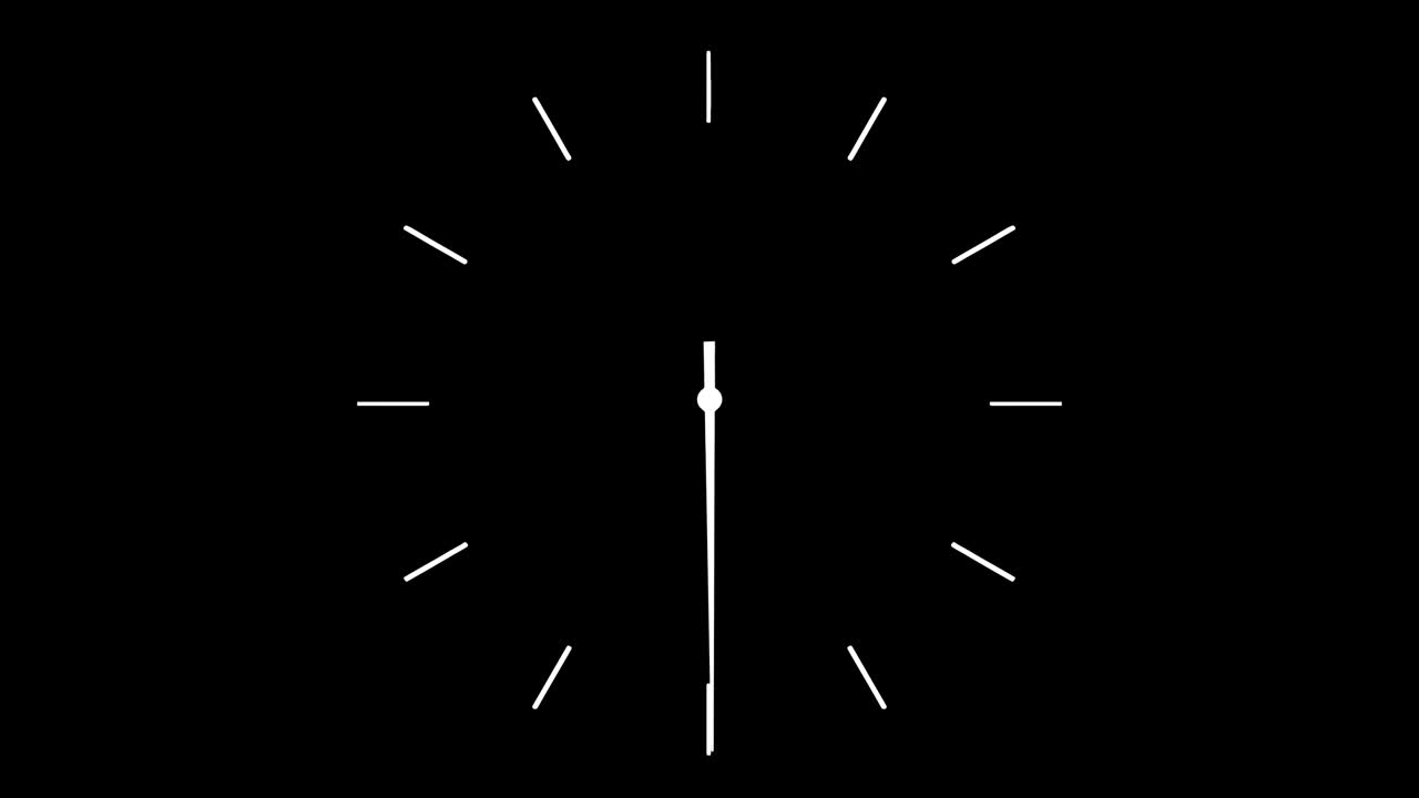 4K clock spinning, watch animation on black screen