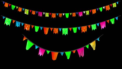 birthday party garland set with alpha channel mask in 4k