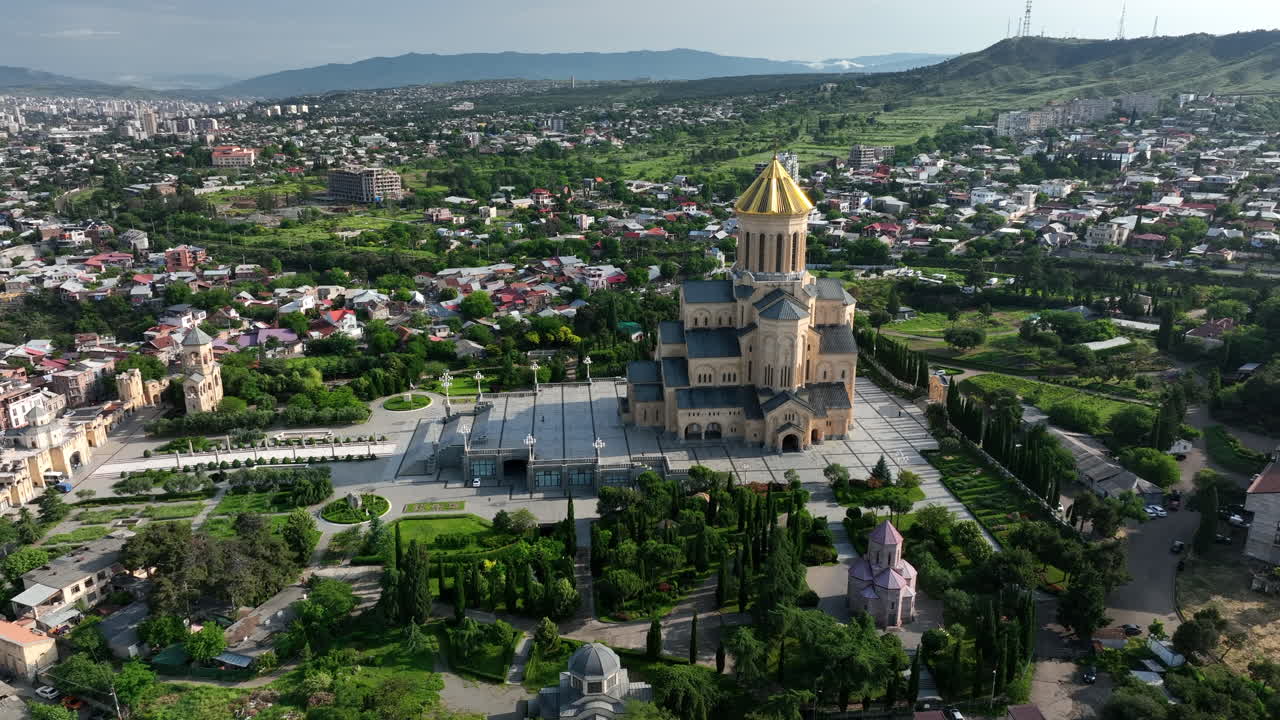 Holy Trinity Cathedral of Tbilisi in Georgia showing surrounding neighborhoods
