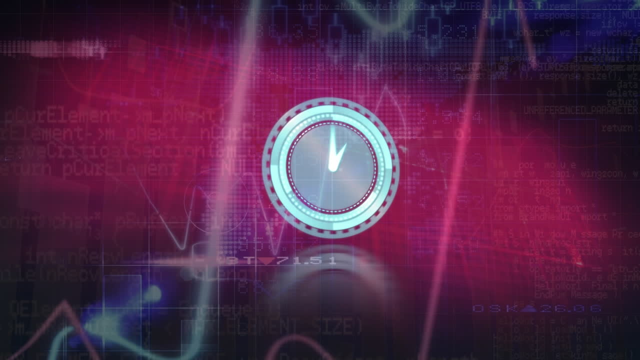 animación de reloj y cardiógrafo sobre procesamiento de datos y mapa del mundo