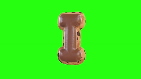 3d rendering of the i letter recreating a cookie with chocolate on top