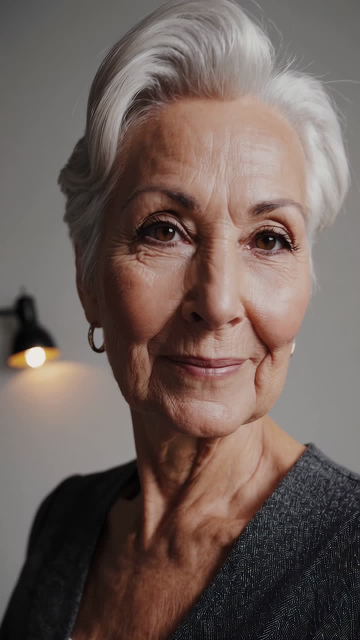 retrato en primer plano de una anciana sonriente