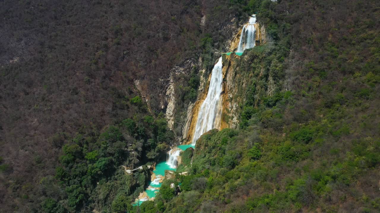 aerea: cascata el chiflon in messico, vista orizzontale 4k