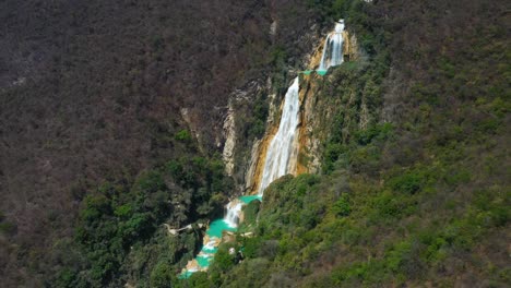 aerial: el chiflon waterfall in mexico, 4k landscape view