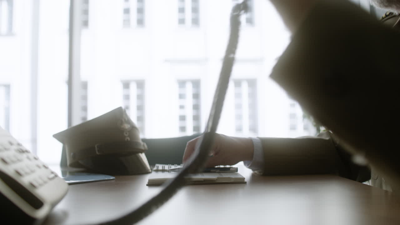 el viejo está al teléfono.