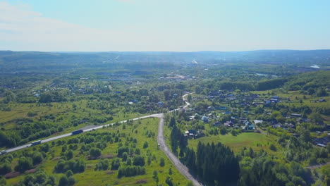 aerial view of a rural village landscape