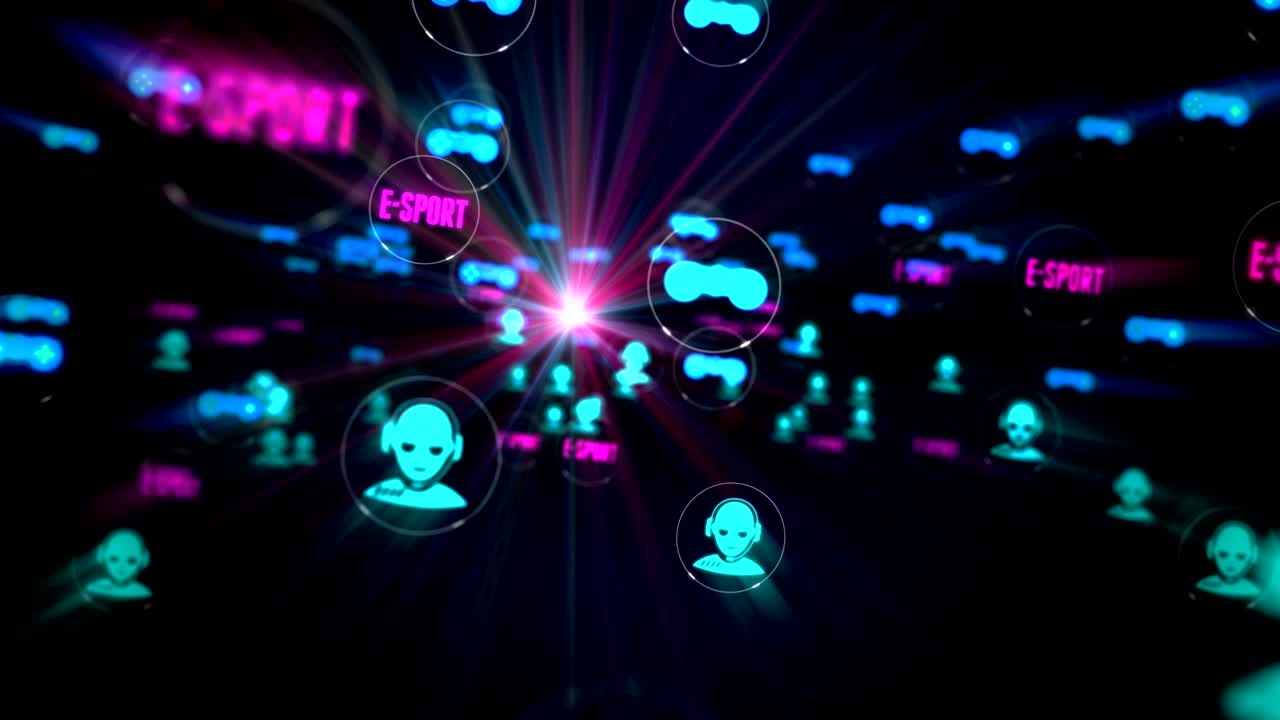 Cyber game and esport symbols seamless loop