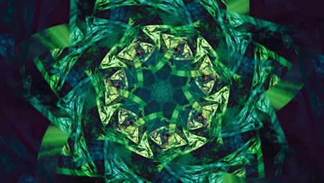 Abstrakter-Kaleidoskop-Fraktalhintergrund---Blühende-Kaktusblume---Nahtlos-Schleifende-Kosmische,-Portalspirituelle-Reise-Und-Mystische-Muster