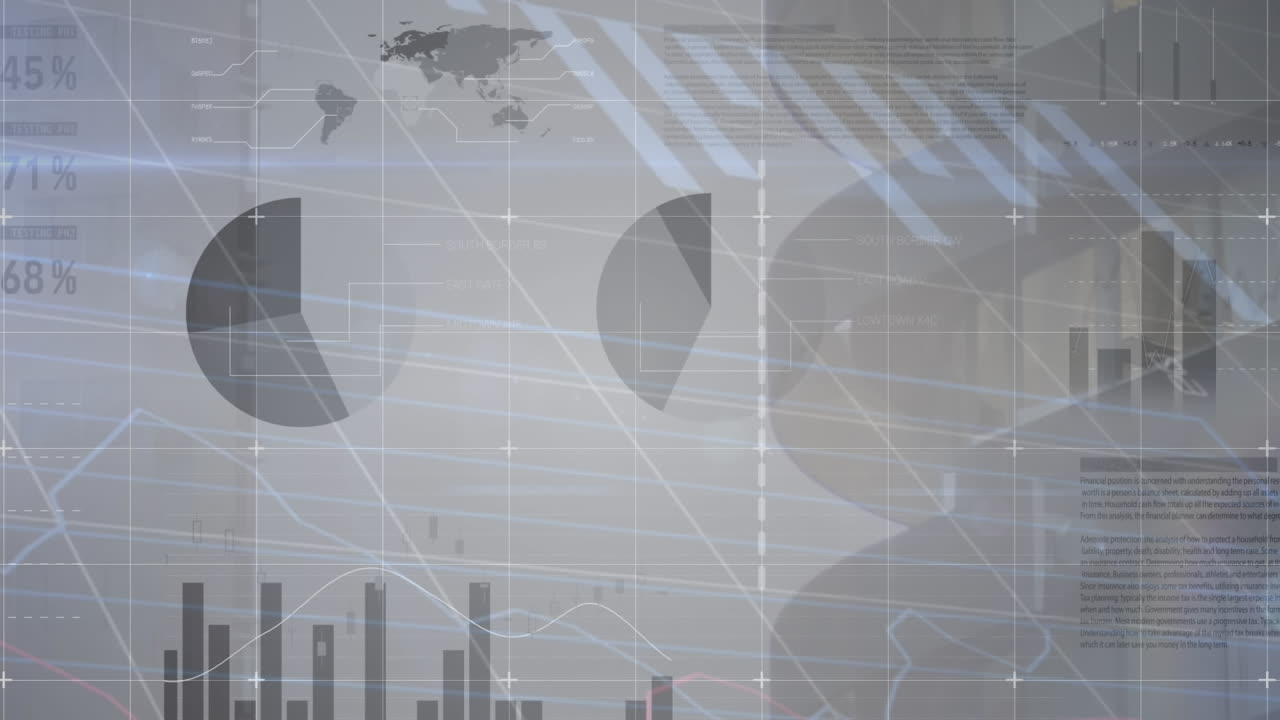 Animation of financial data processing over office