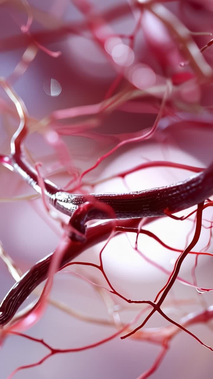 Intricate Microstructure of Red Natural Fibers, Showcasing the Delicate and Complex Patterns Found in the Natural World Through a Magnified Lens View