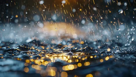 rain drops and water splash on the surface