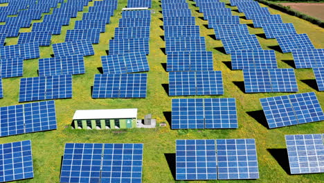 paneles solares en un gran campo que generan energía renovable en un día soleado