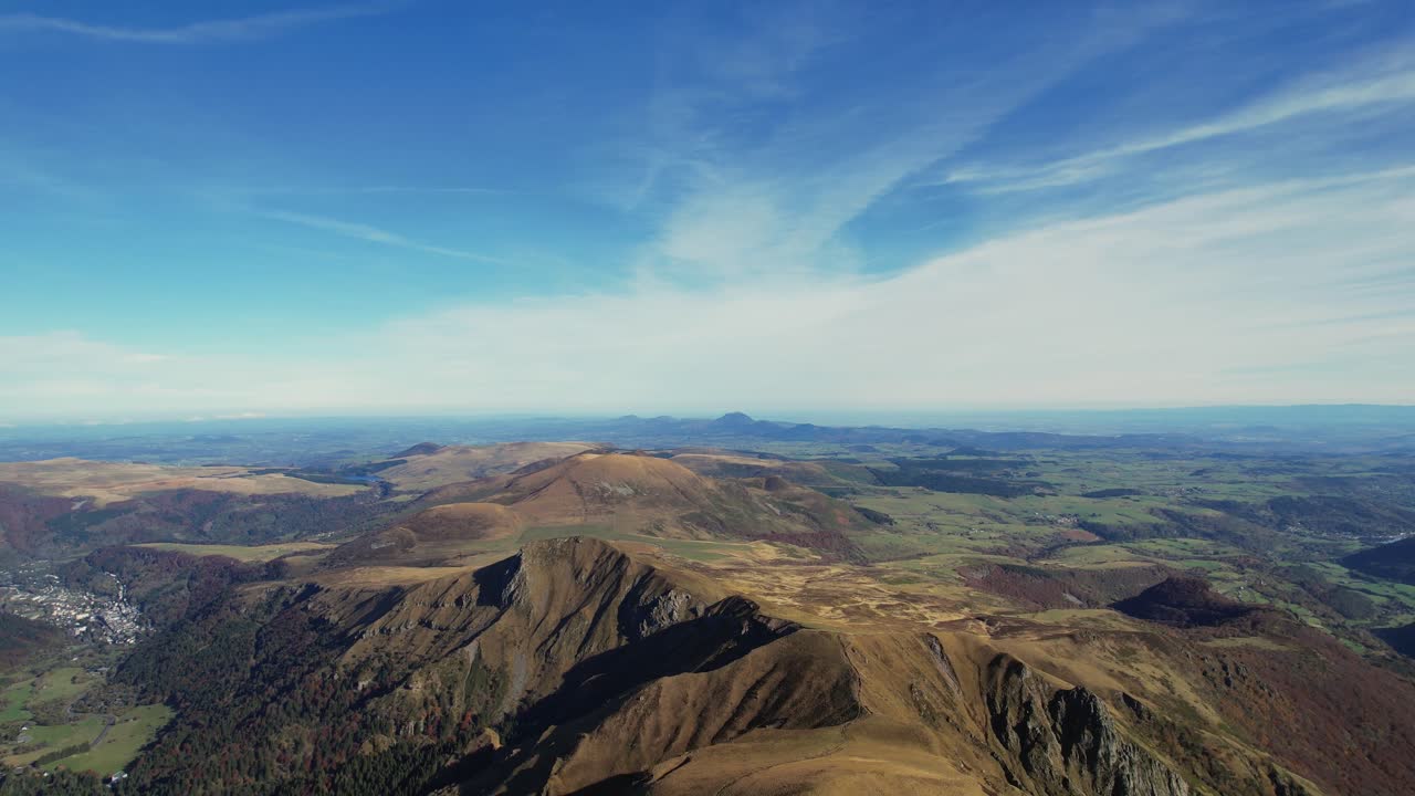 Drone view of Chaine des Puys, perfect for hiking and exploring volcanoes