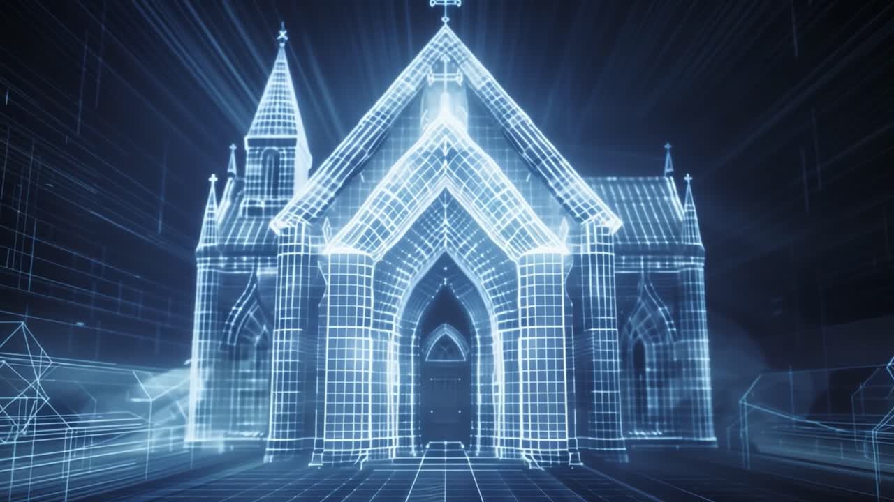 3D Wireframe Model of a Church