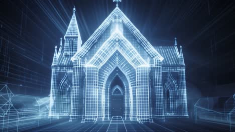 3d wireframe model of a church