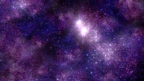 universe with flying dust and purple clouds