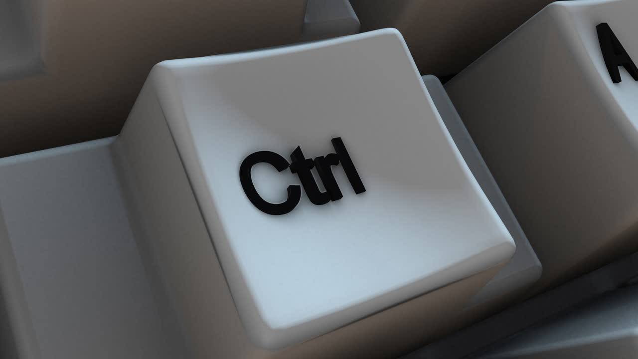 Rotating Around 3D Render of CTRL Key on Computer Keyboard. Ideal for business presentations, customer support concepts, online education, and workplace productivity videos. 4K Animation