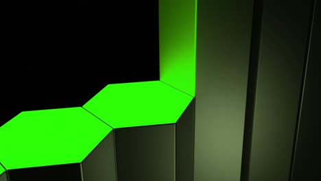 abstract geometric 3d render with green hexagons