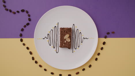 artistically decorated chocolate brownie