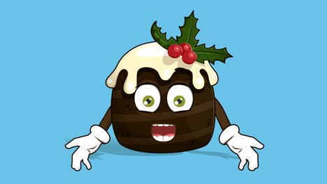 cartoon christmas cake surprised shock with face animation alpha matte