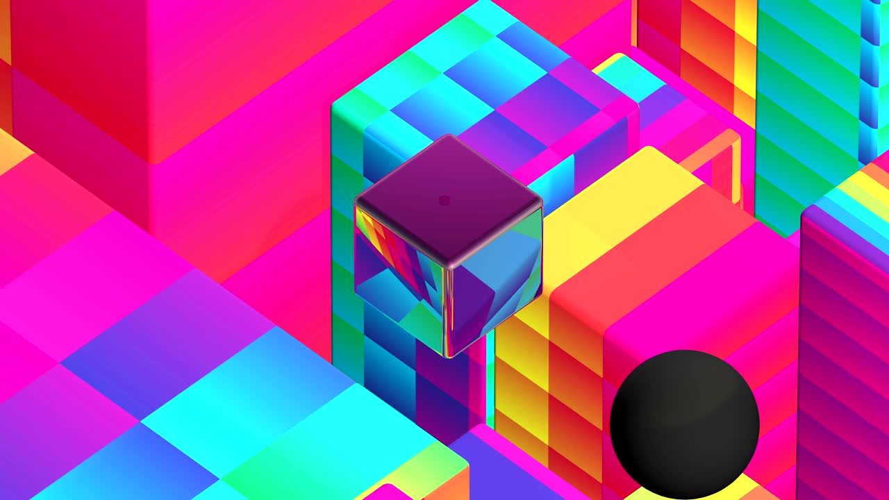 Cubes and squares in a retro-style fashion.