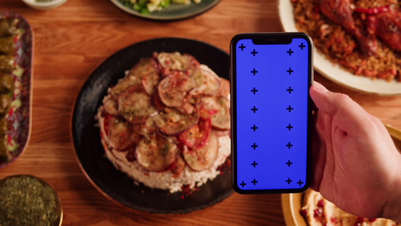 Taking a Photo of Delicious Middle Eastern Food