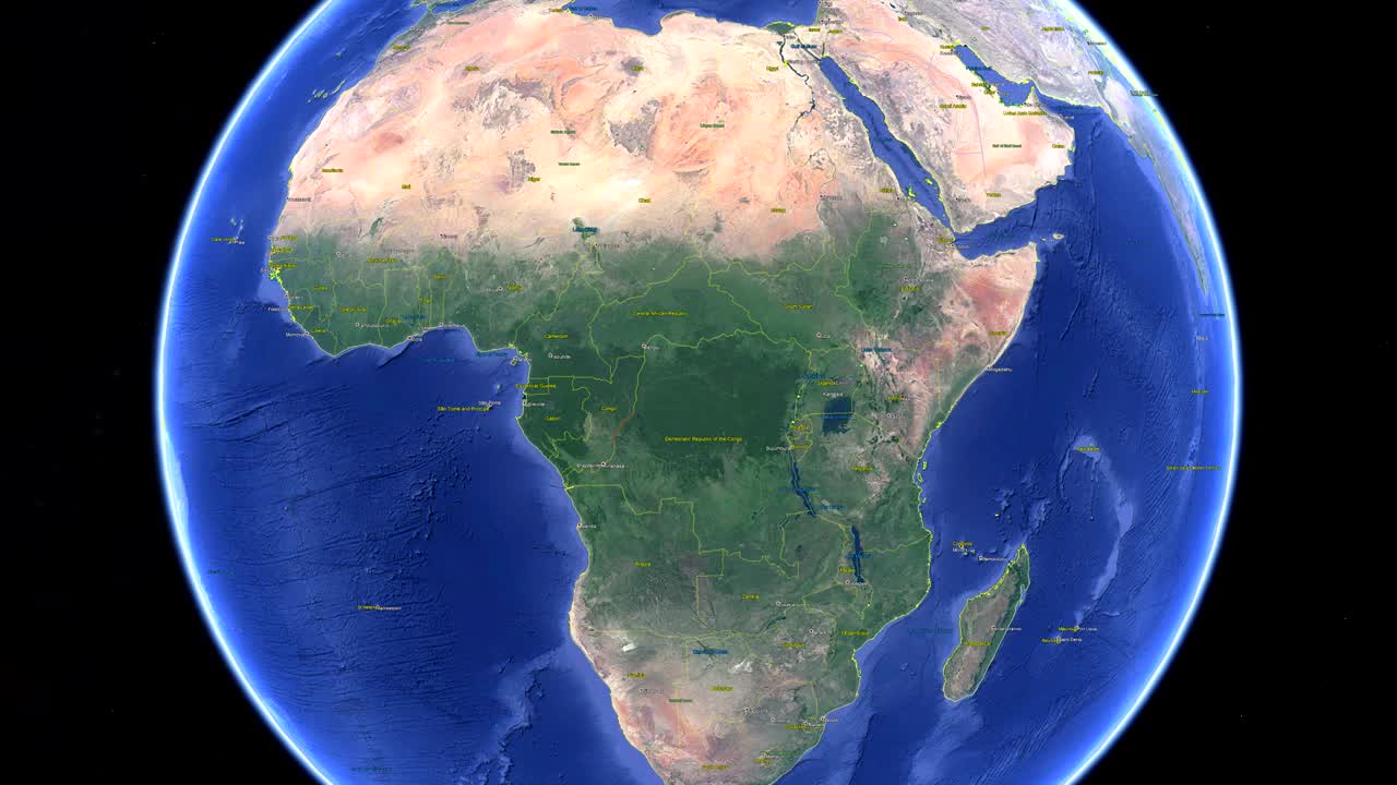Kenya con bandiera. Terra 3D nello spazio - zoom sul Kenya esterno