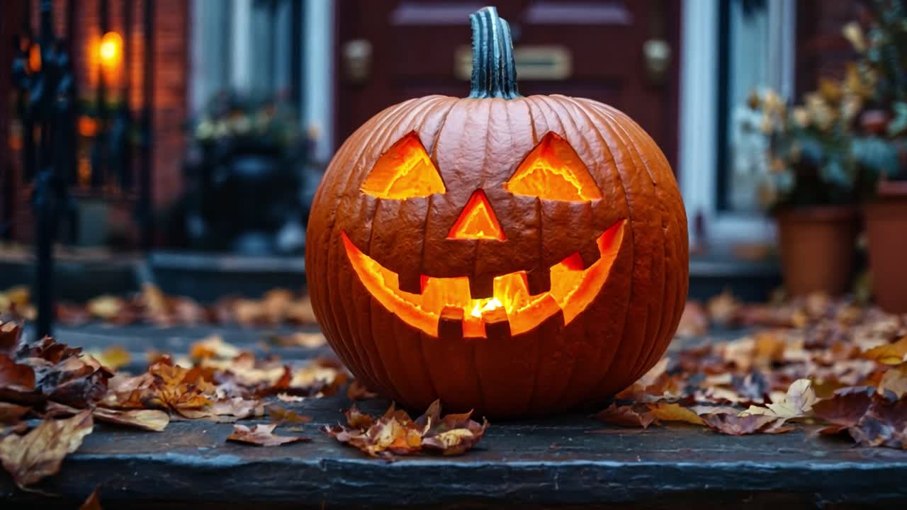 Una zucca intagliata luminosa per Halloween