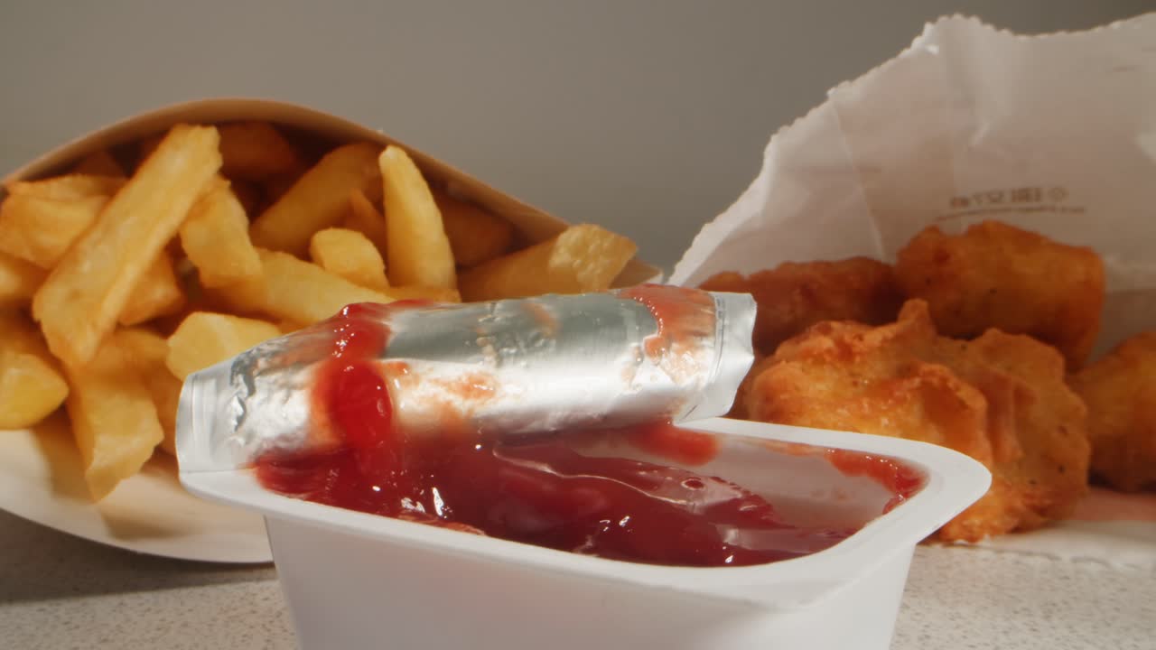 감자김과 치킨 과 디핑 소스