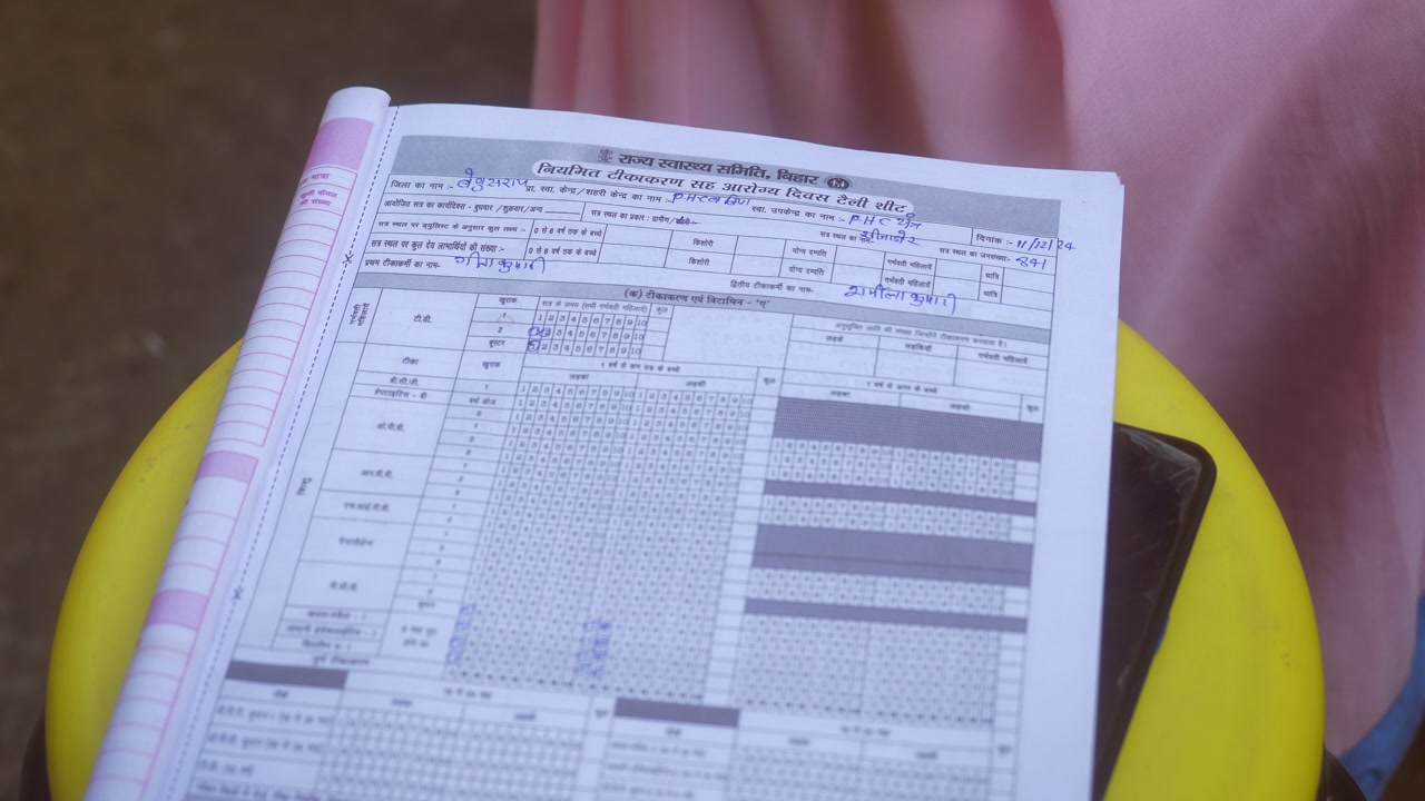 Health Day tally sheet by the Bihar government, Begusarai district