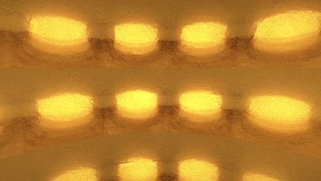 geometric golden background with spotlights. golden foil with ray of light. 3d rendering loop 4k seamless loop